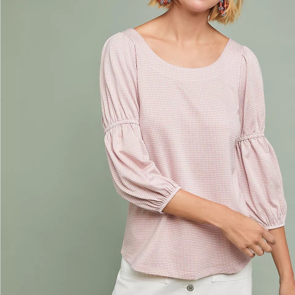 Anthropologie Ro & De pink gingham top